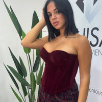 Crimson Velvet Corset - 6030