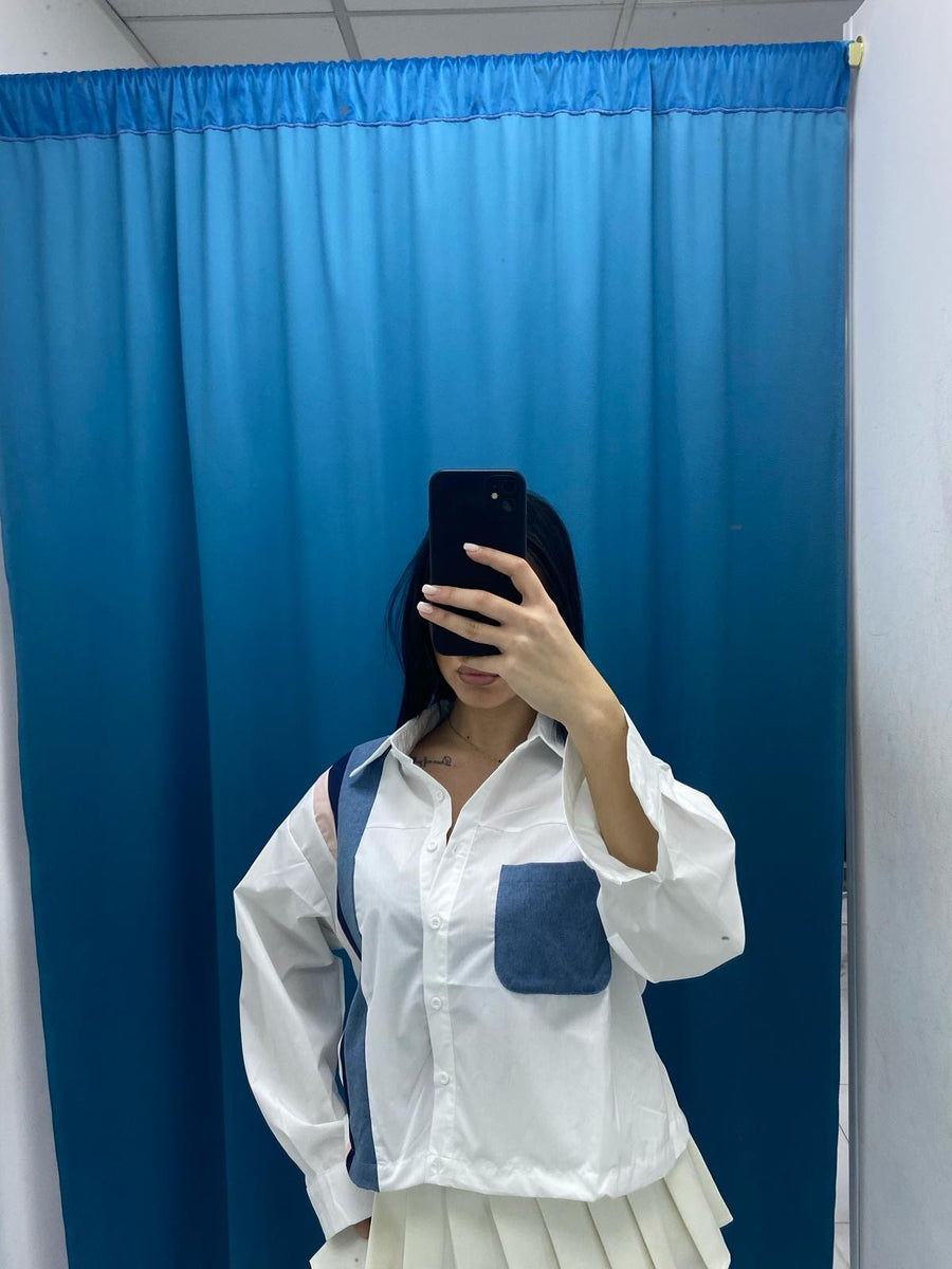 Camicia con dettagli in denim 9305