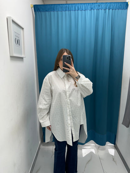 Camicia oversize con brillantini 18039