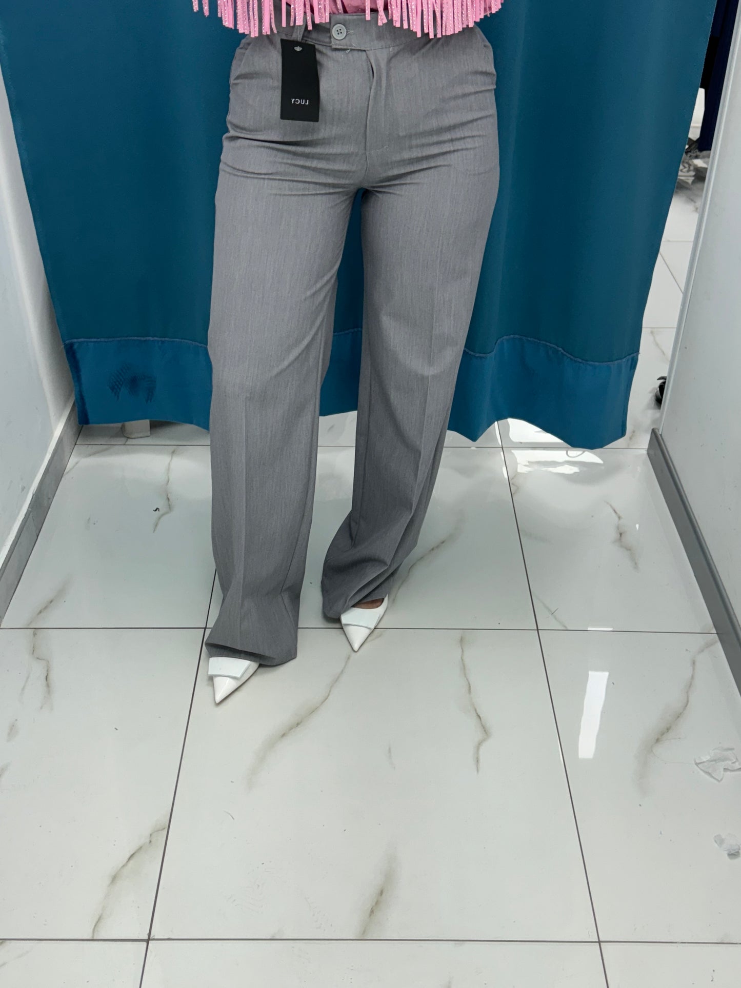 Pantalone wide leg grigio 2892