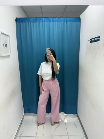Pantalone wide leg rosa 9160