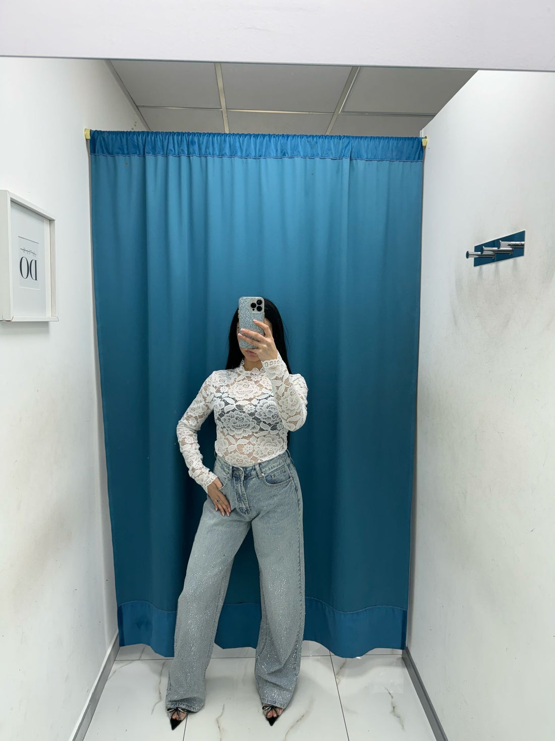 Jeans a palazzo con strass 1097