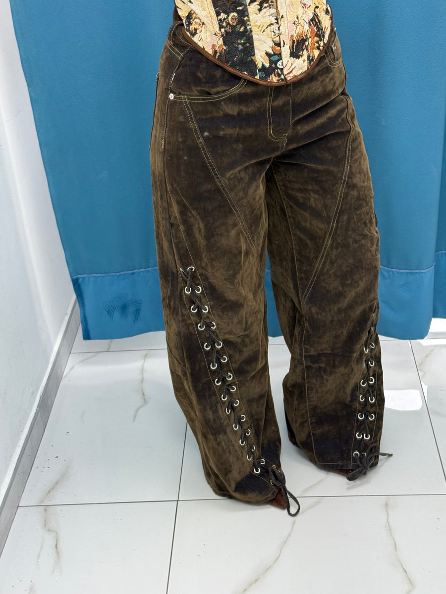 TERRA LACE-Jeans in Velluto con Lacci-6633