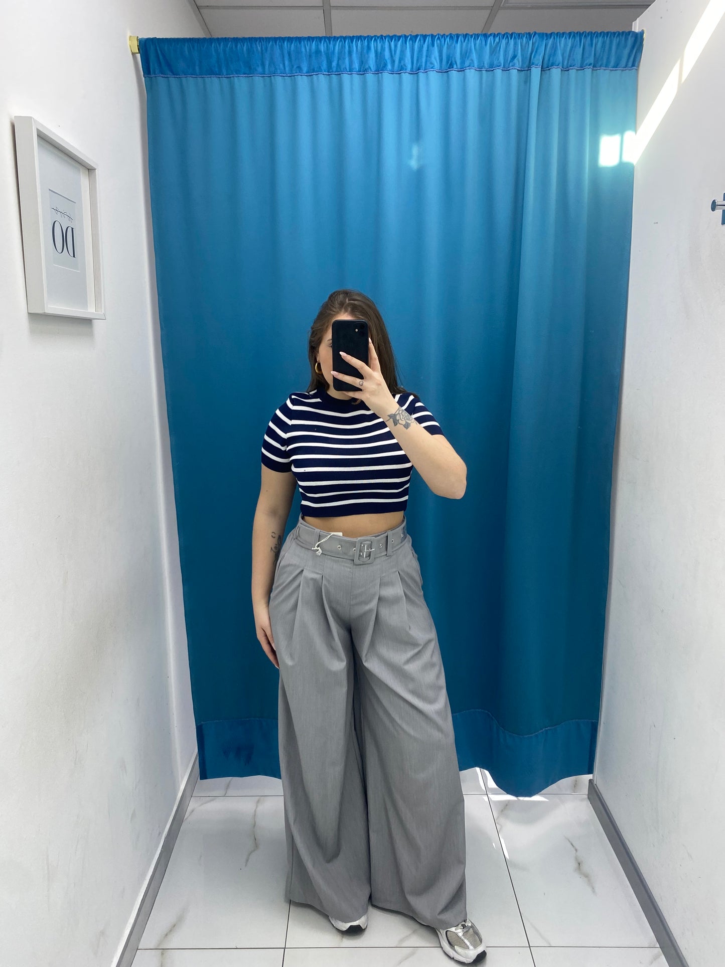 Pantalone wide leg con cintura 18065