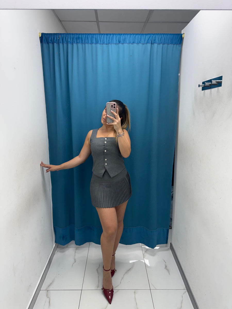 Grey Mood – Set Gilet & Skirt-3626