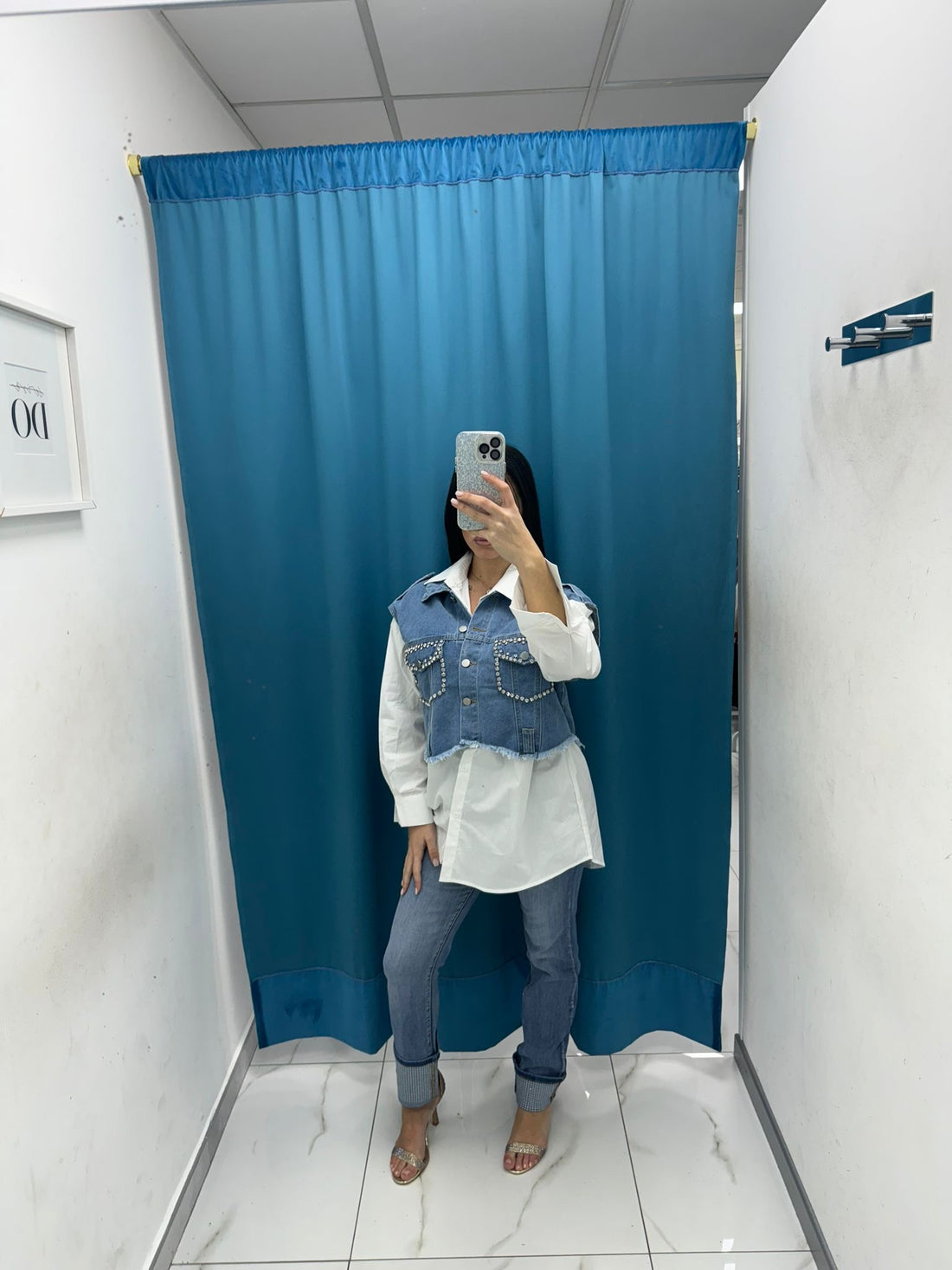 Camicia con gilet in denim 0648