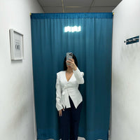 Giacca a righe con cintura 68525