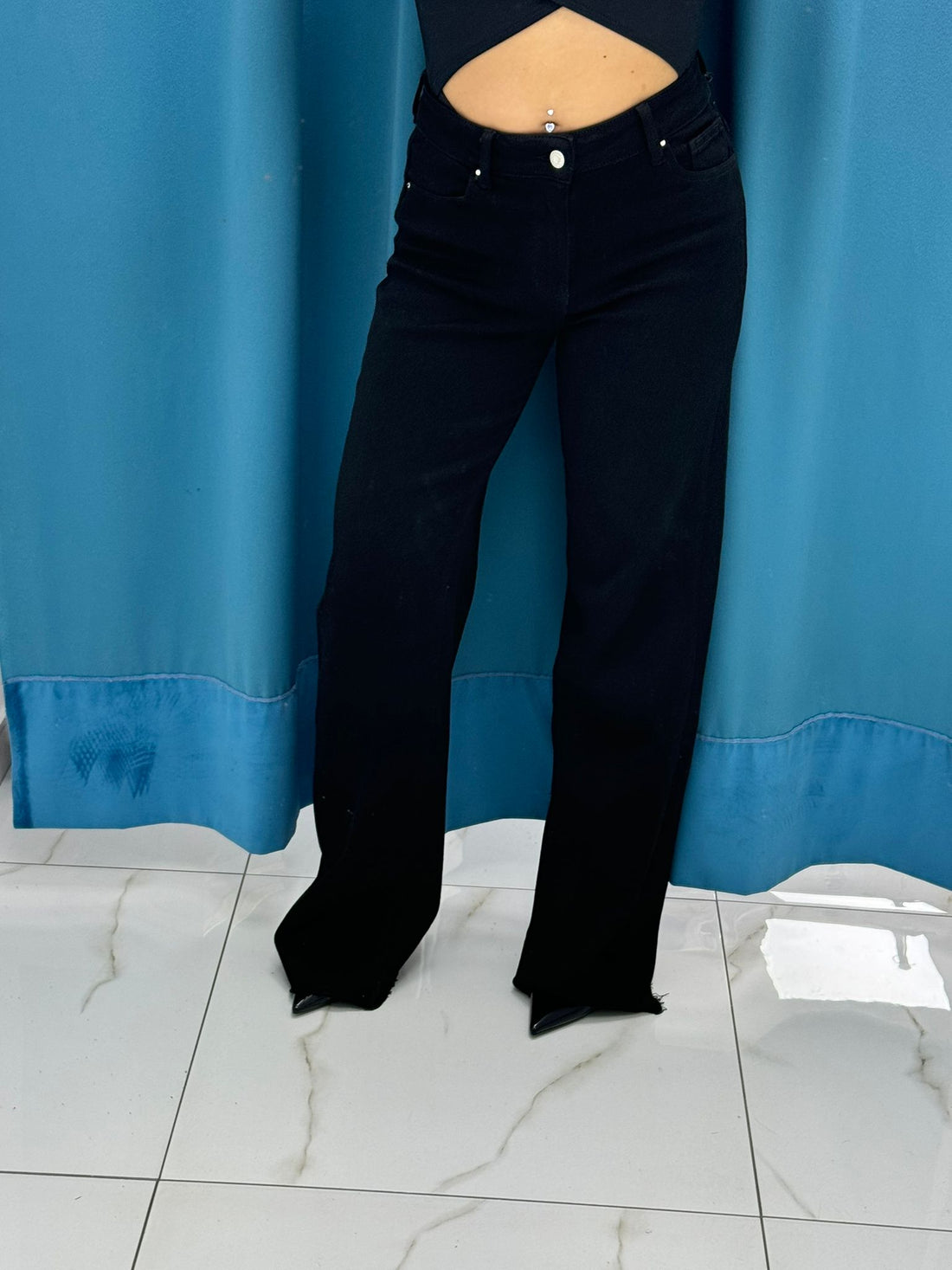 Jeans wide leg nero 3512