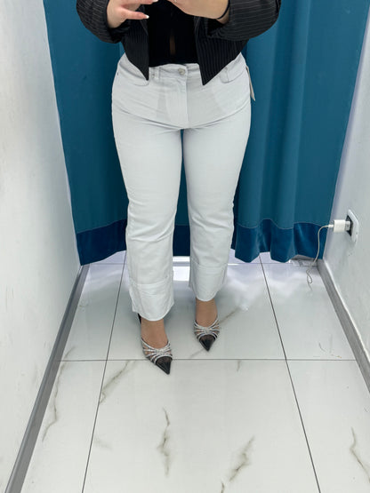 Jeans con risvolto bianco 13192