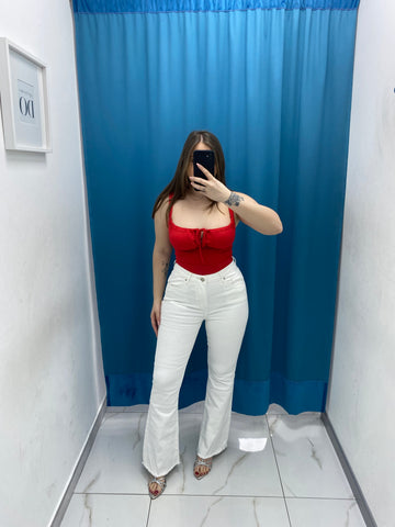 Jeans flare bianco 77791