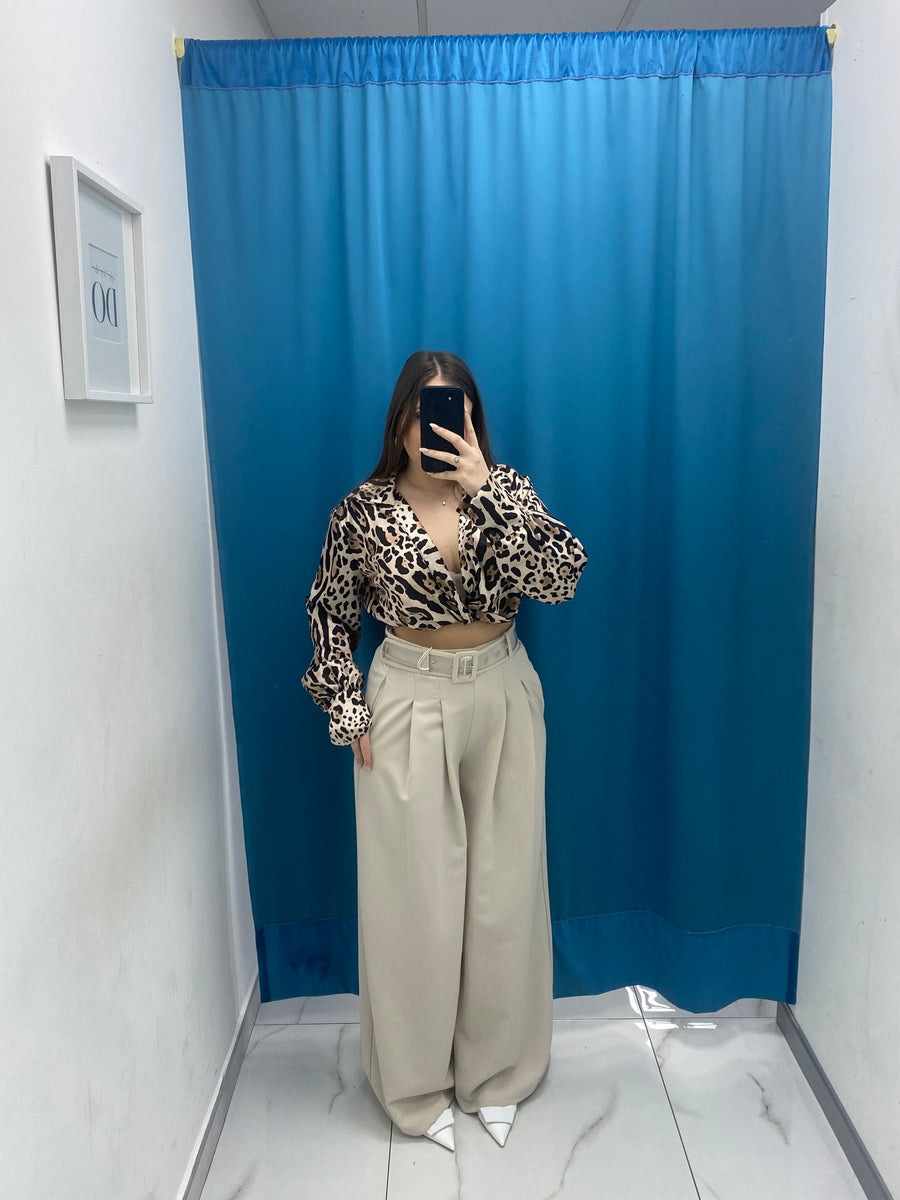 Pantalone wide leg con cintura 18065