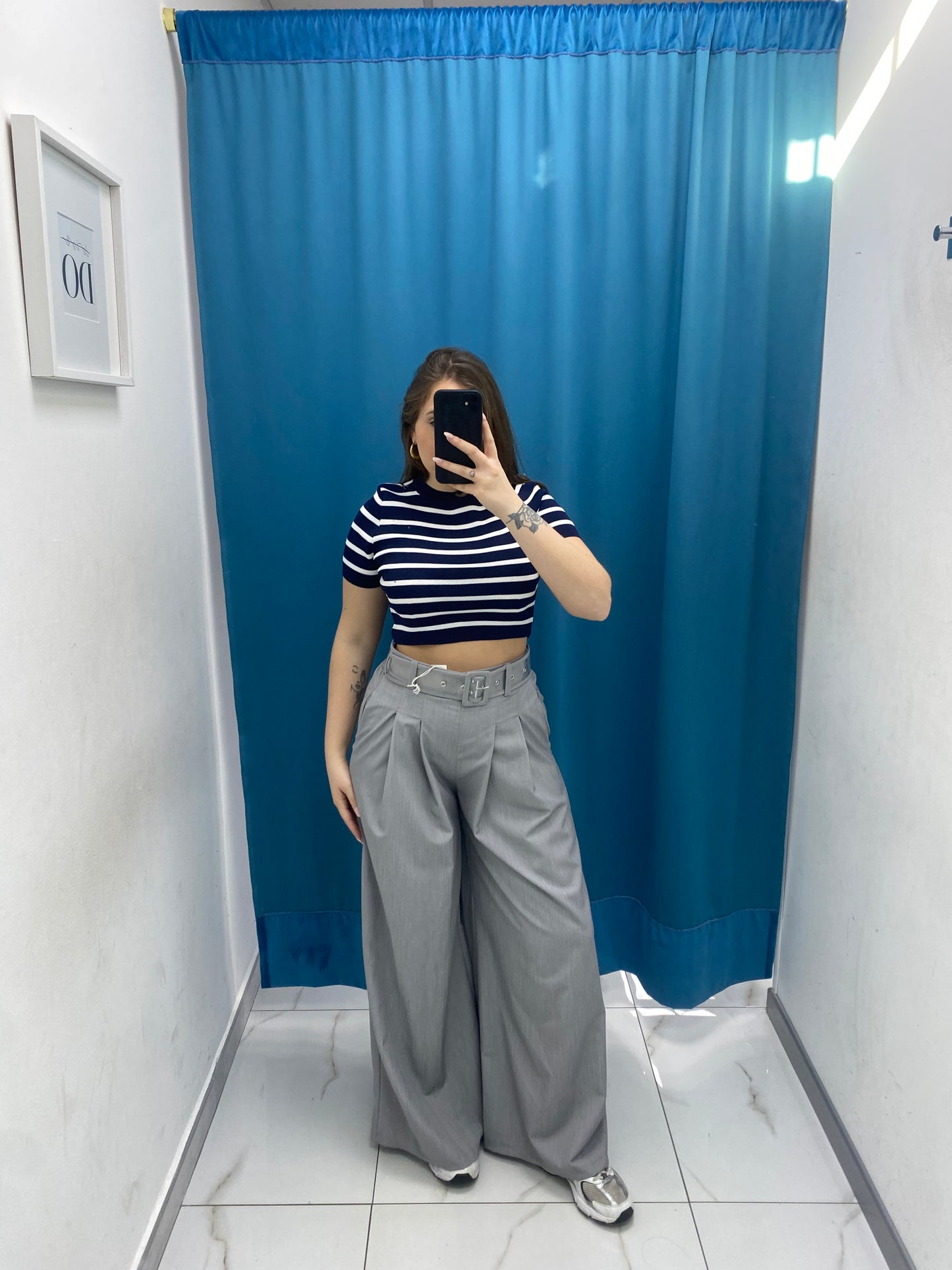 Pantalone wide leg con cintura 18065