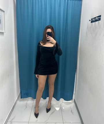 Vestito con scollo in velluto 133084