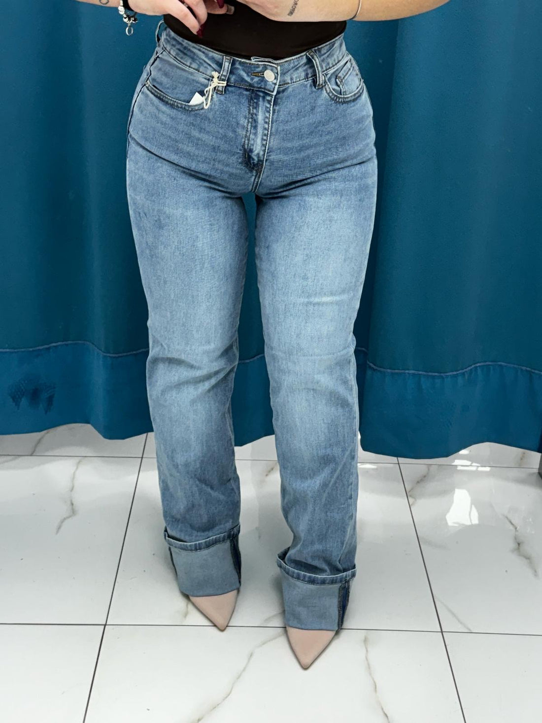 Jeans con risvolto denim 10523