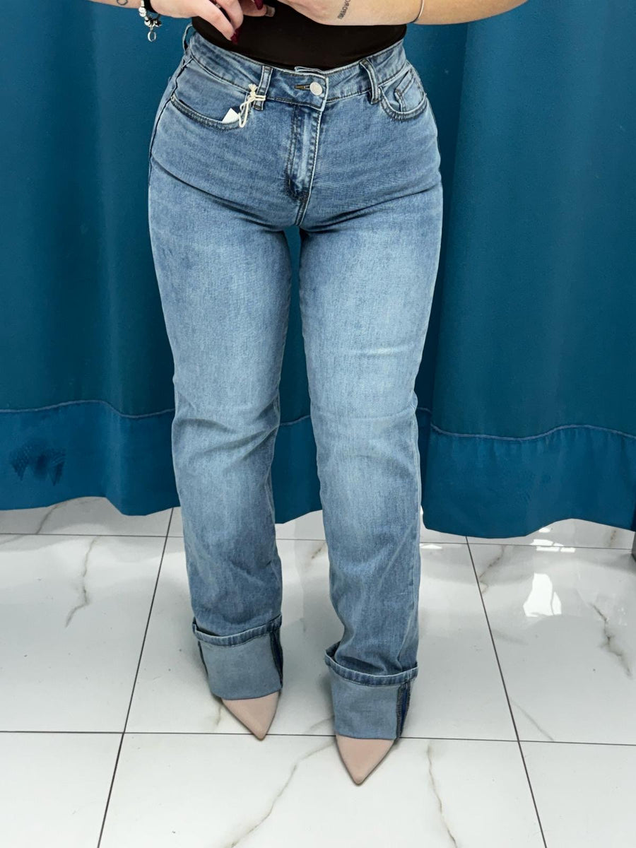 Jeans con risvolto denim 10523