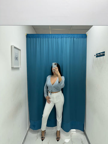 Pantalone slim fit bianco 8870