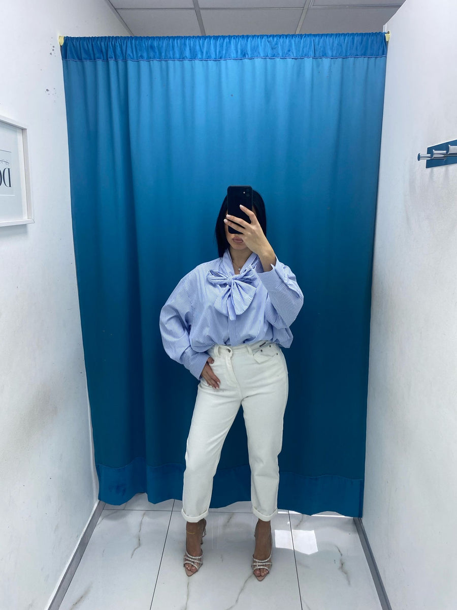 Camicia a righe con fiocco 16127