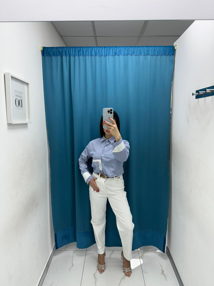 Camicia crop con brillantini 11342