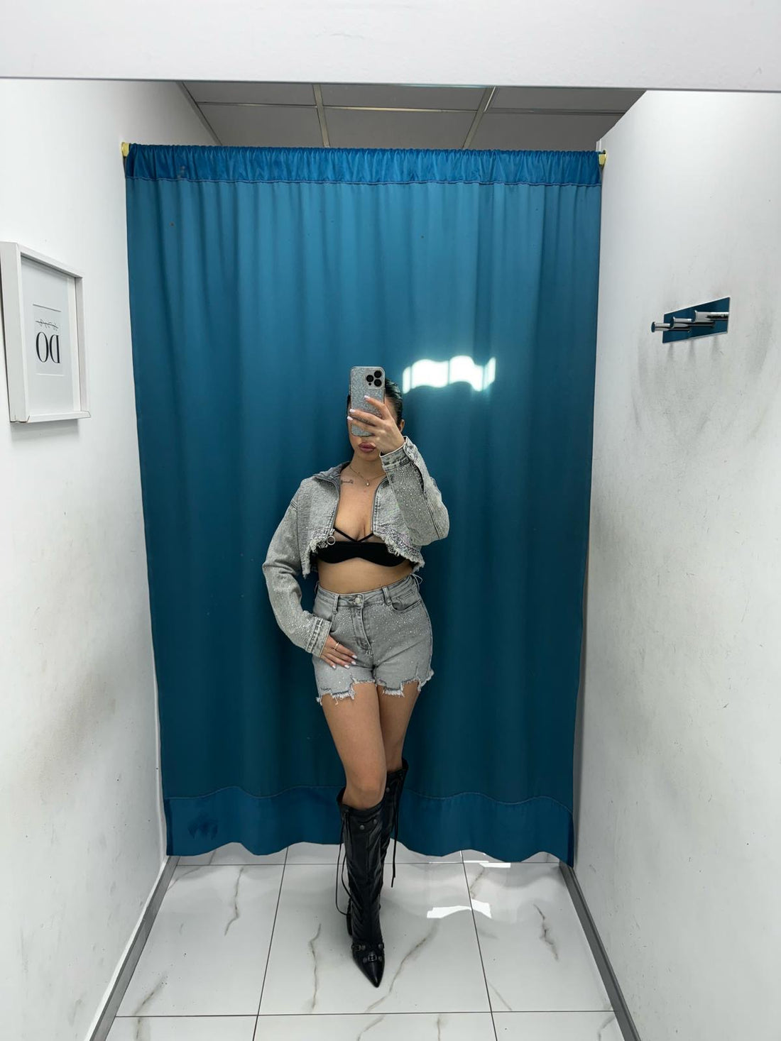 Shorts denim grigio 6380