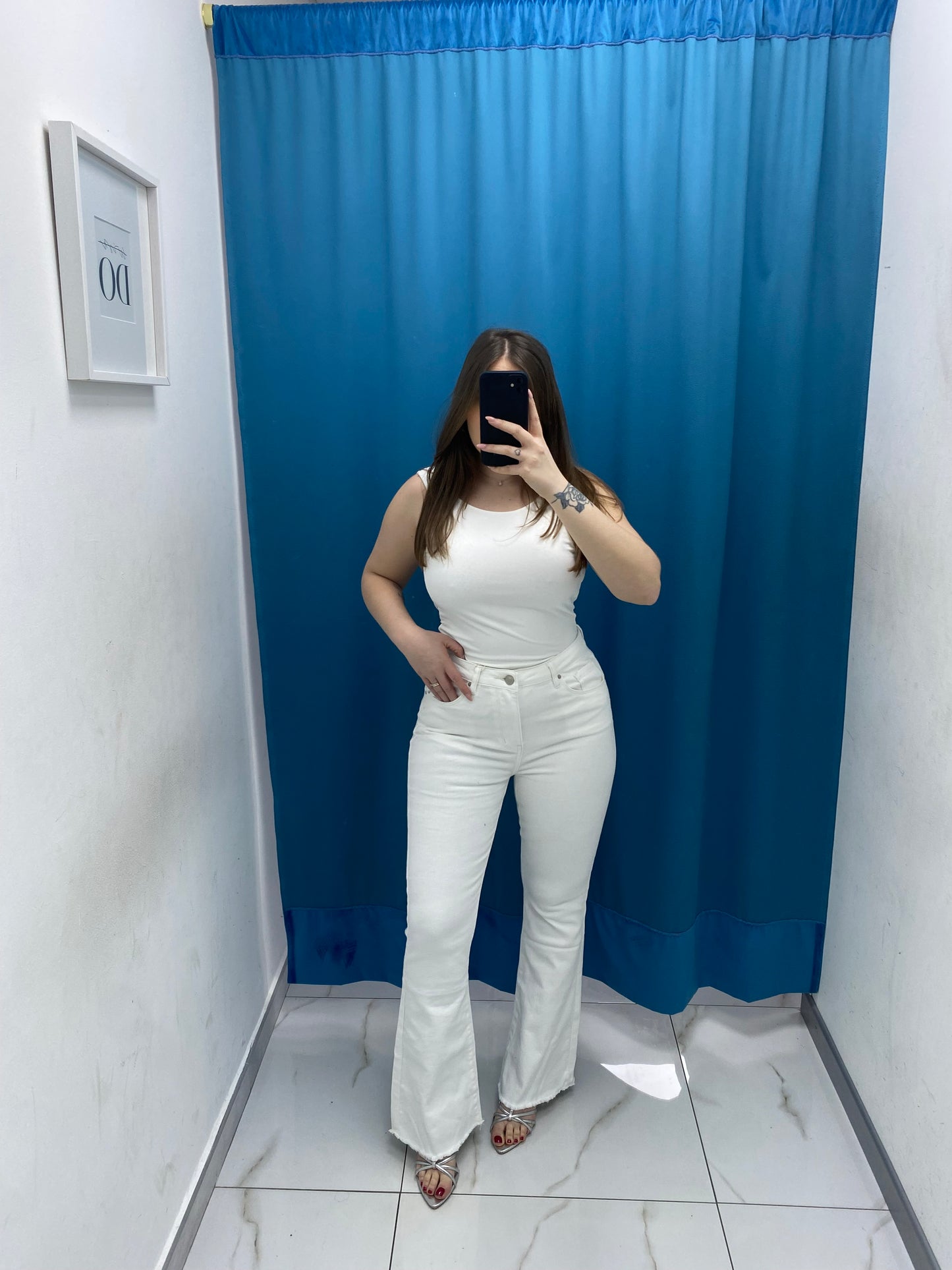 Jeans flare bianco 77791