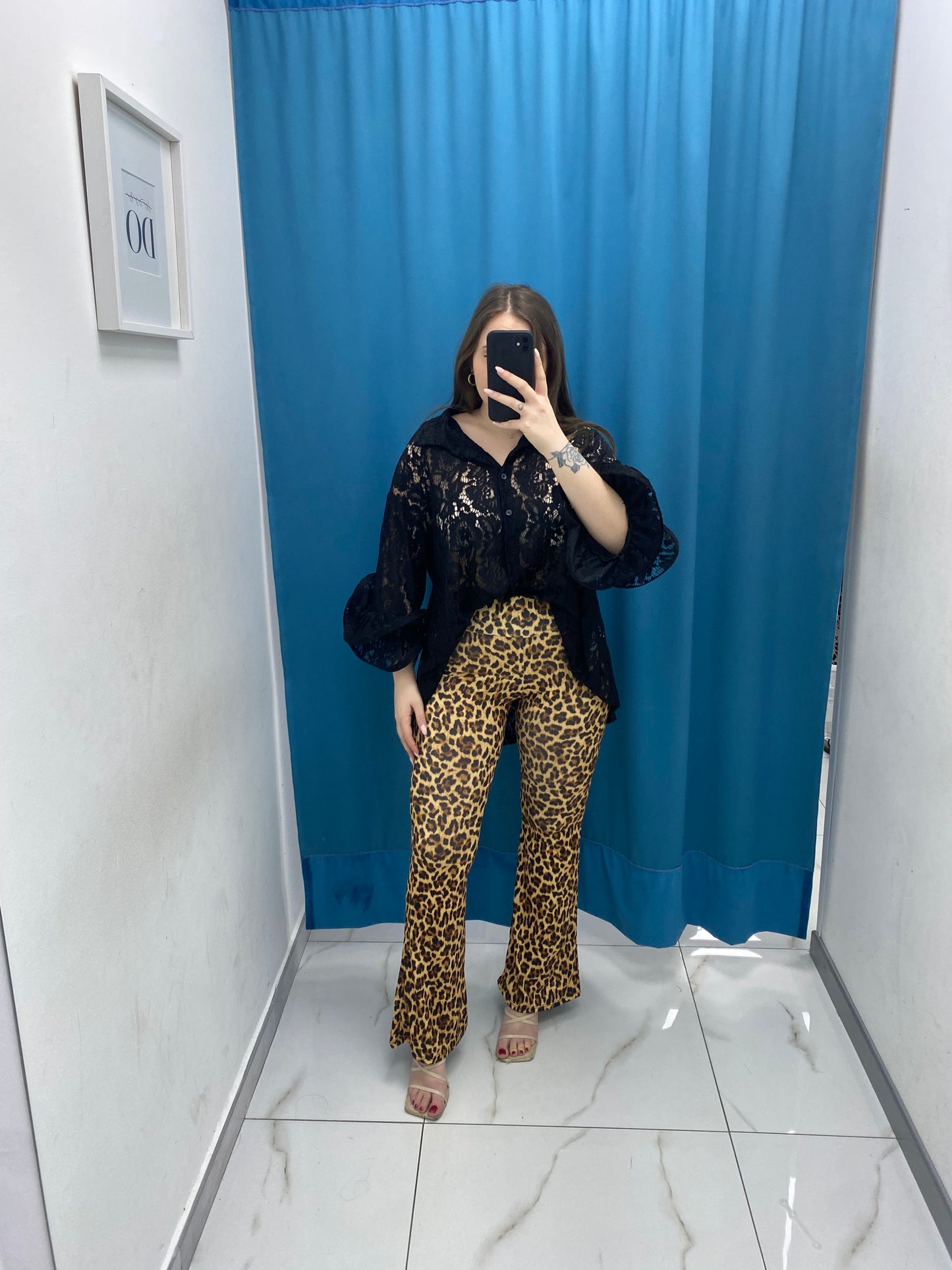 Pantalone a zampa leopardato 5753