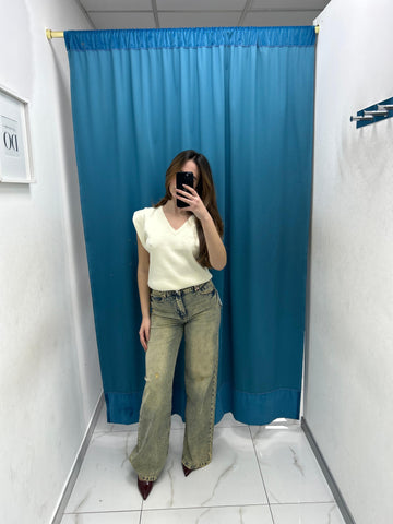 Jeans sabbiato wide leg 3158