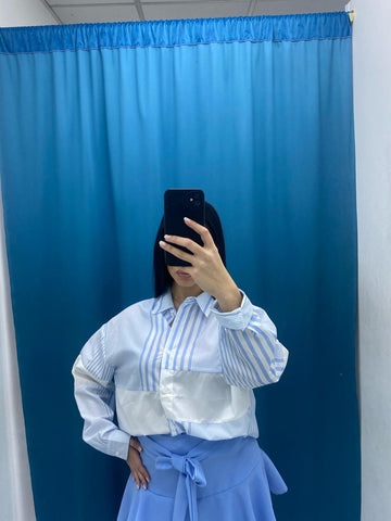 Camicia a righe celeste 33010