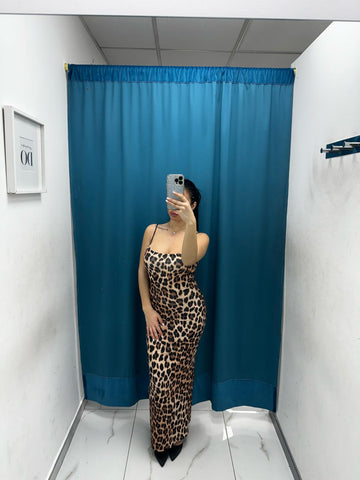 Vestito lungo leopardato 10441