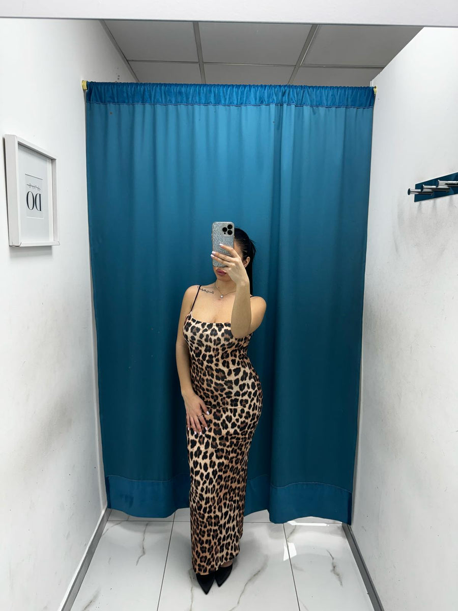 Vestito lungo leopardato 10441