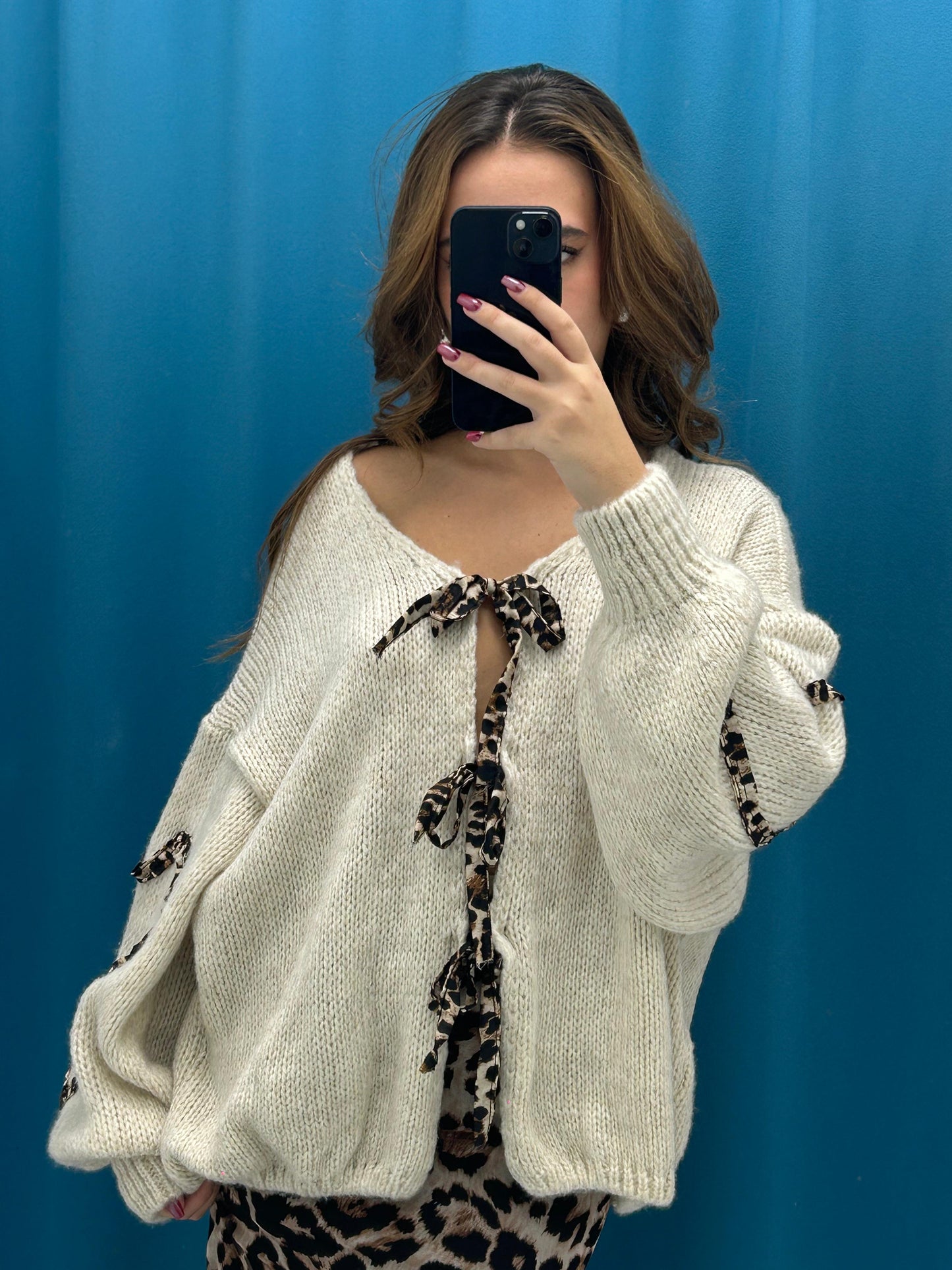 Cardigan con dettaglio animalier 8517