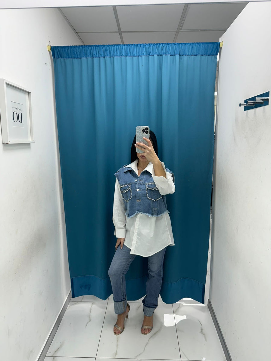 Camicia con gilet in denim 0648