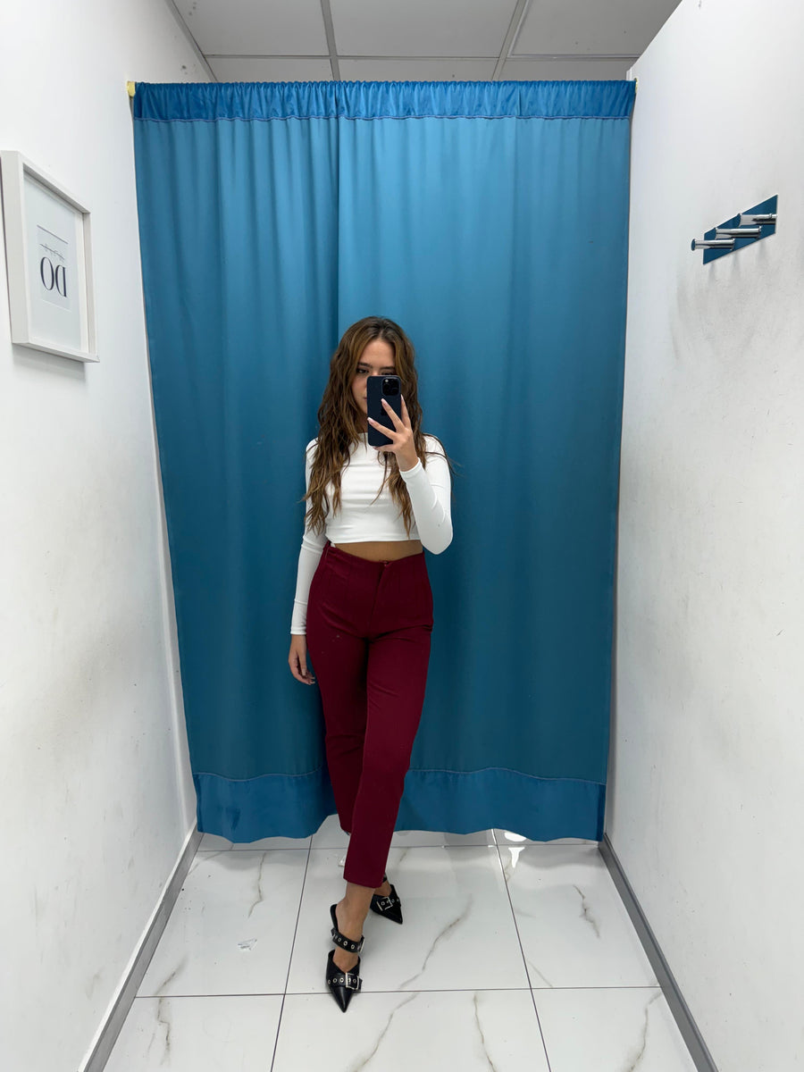Pantalone slim fit bordeaux 8870