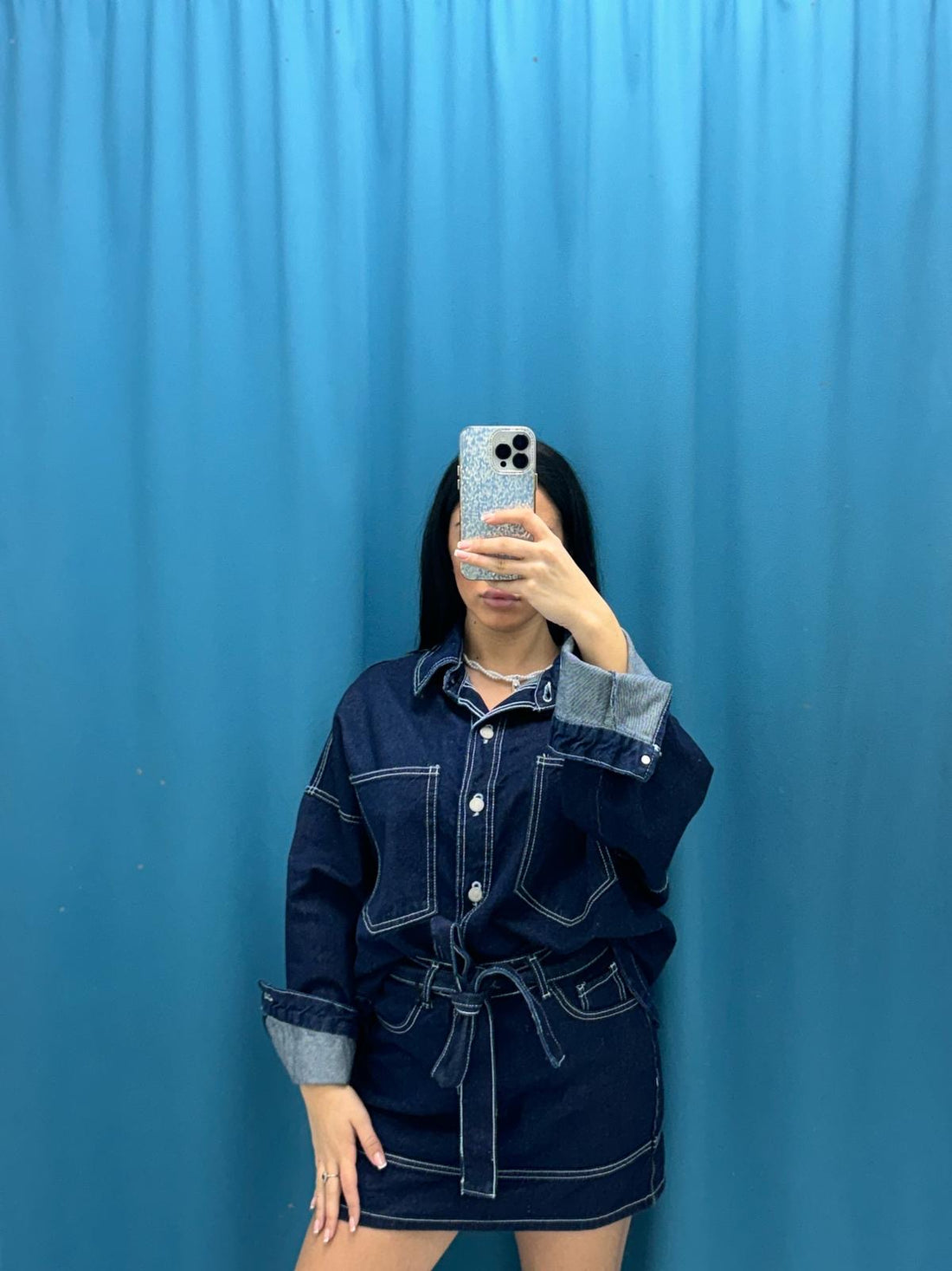 Coordinato camicia e gonna denim