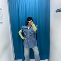 Gilet in denim con rouches 8383