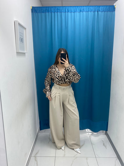 Pantalone wide leg con cintura 18065