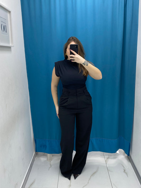 Pantalone vita alta full length nero