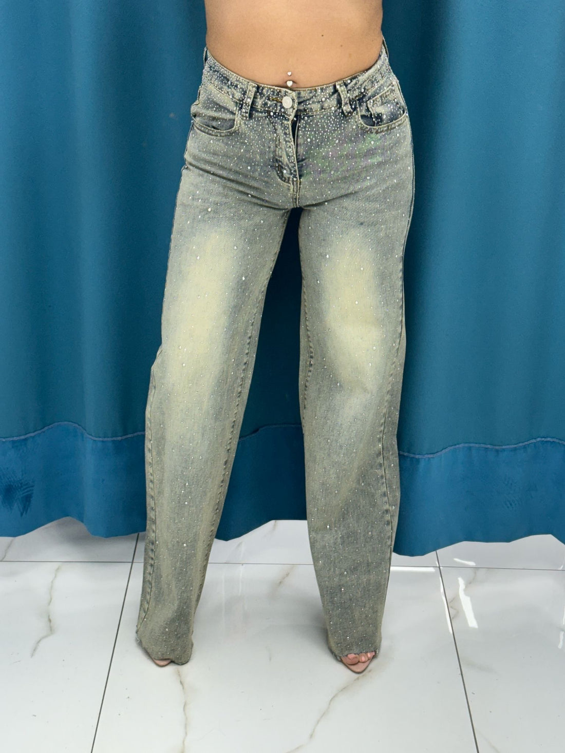 Jeans wide leg brillantini 21106