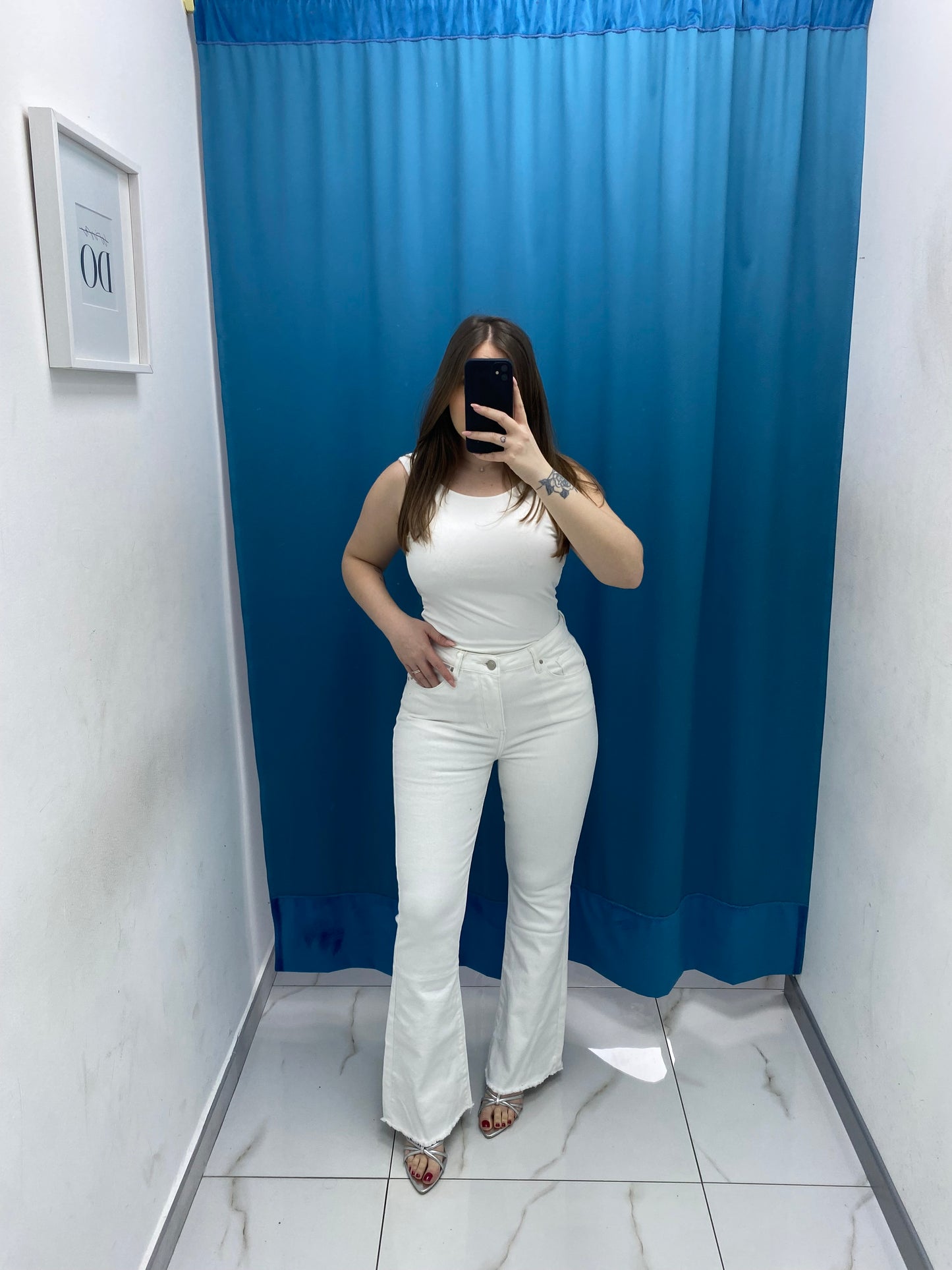 Jeans flare bianco 77791