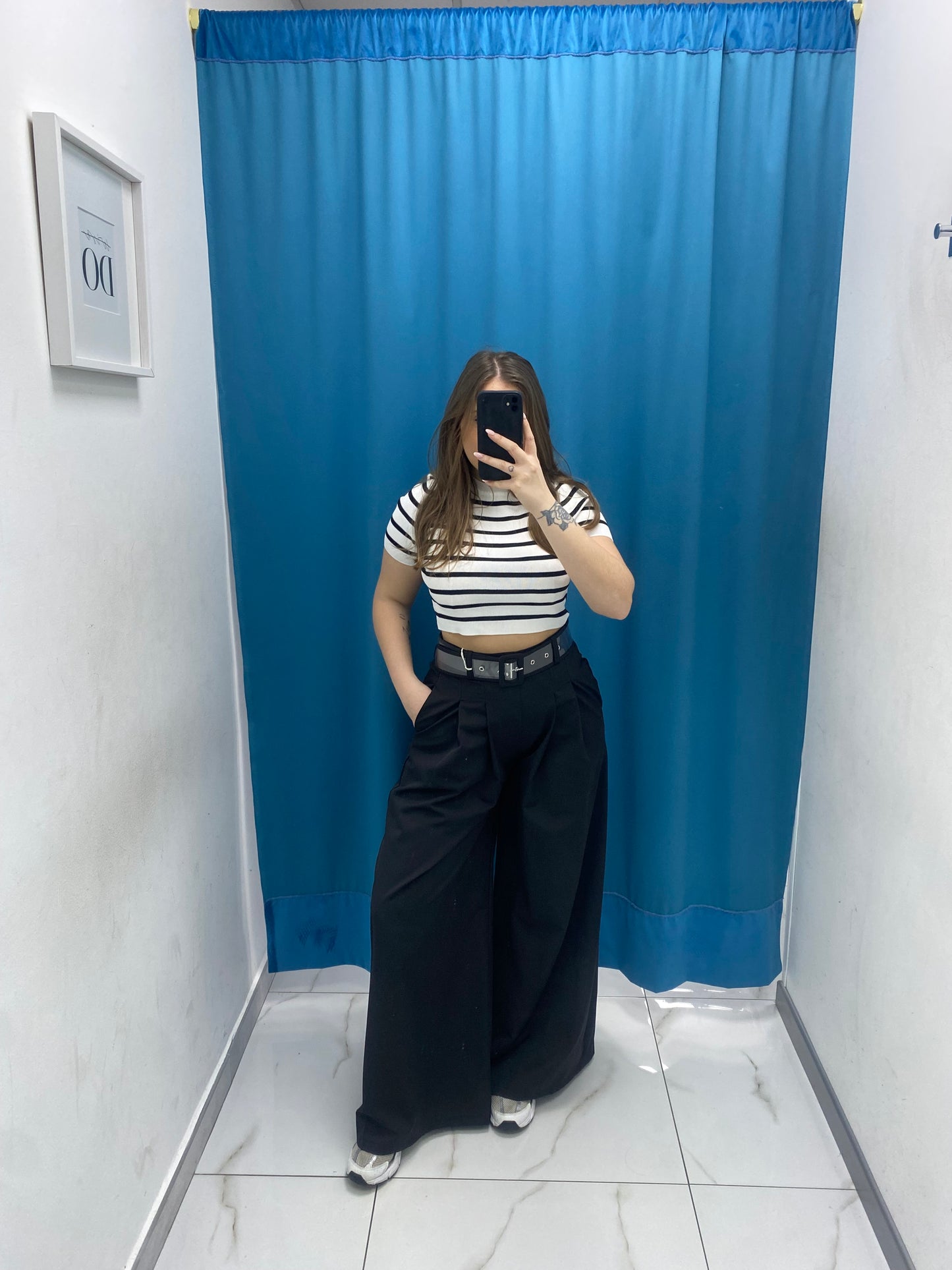 Pantalone wide leg con cintura 18065