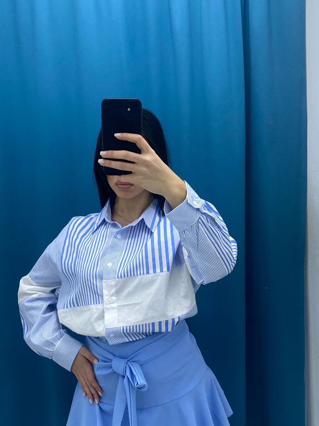 Camicia a righe celeste 33010
