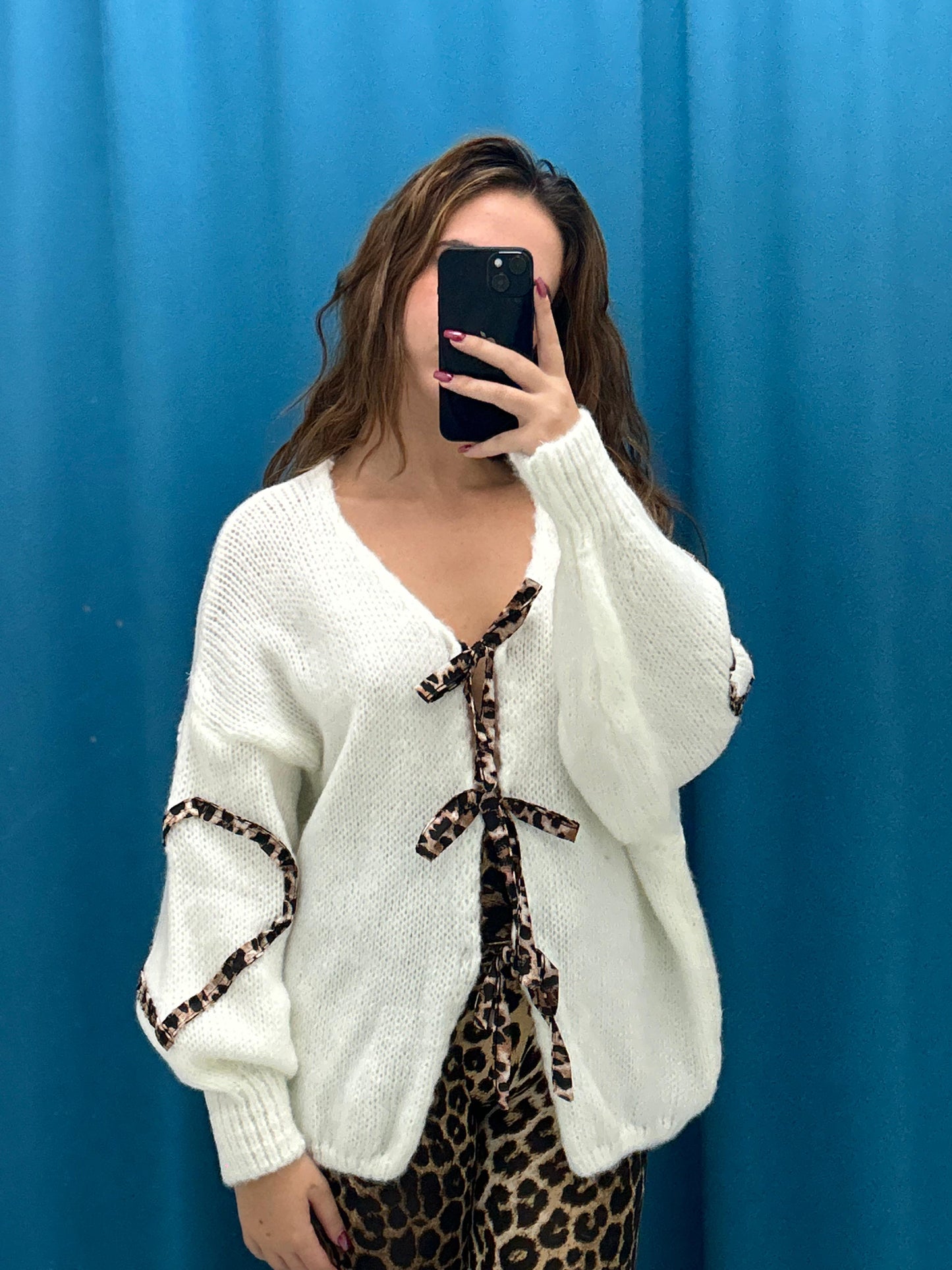 Cardigan con dettaglio animalier 8517