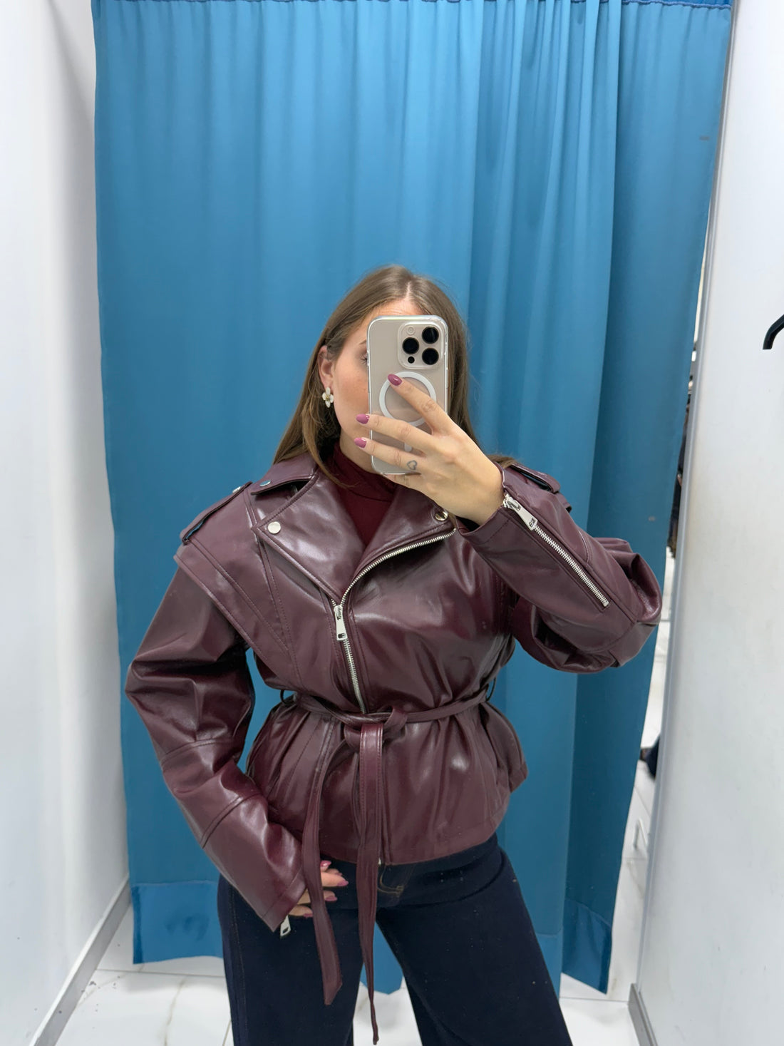 VITELLO — Giubbino Lucido con Cintura-6673