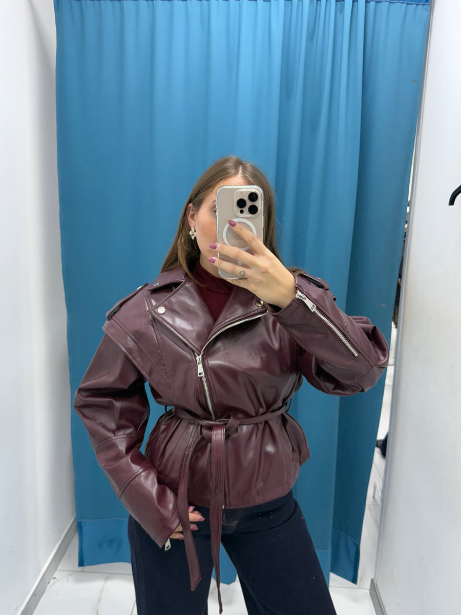 VITELLO — Giubbino Lucido con Cintura-6673