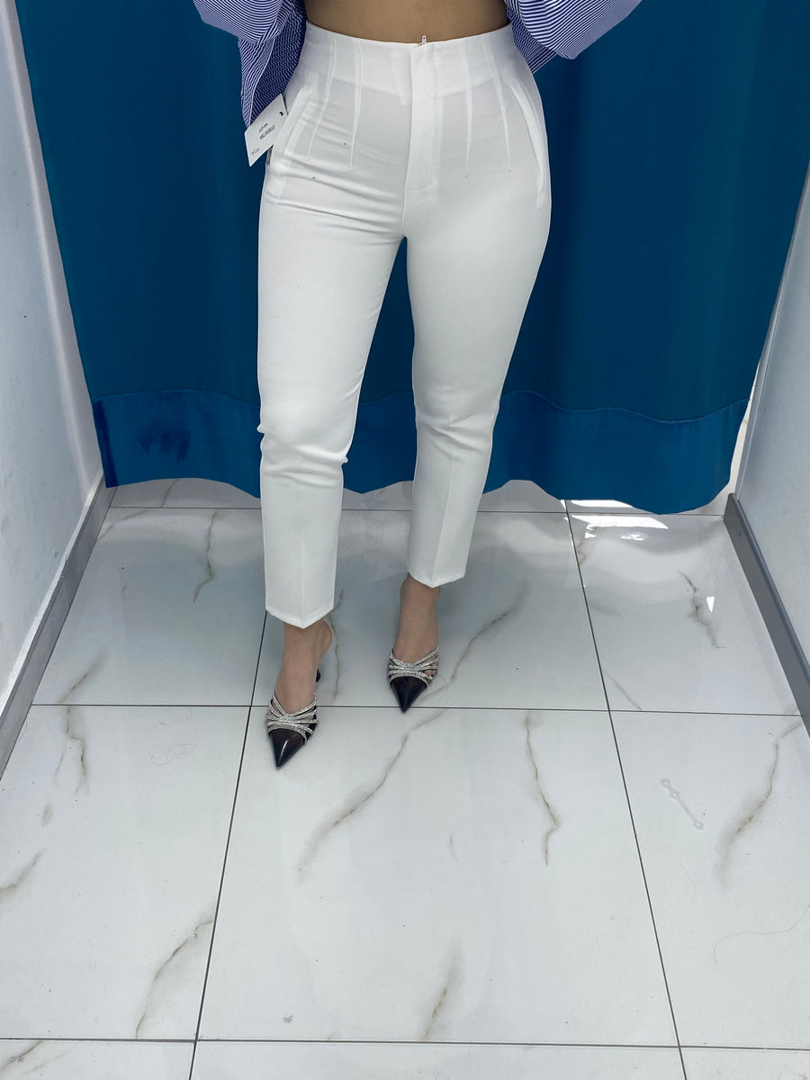 Pantalone slim fit bianco 8870