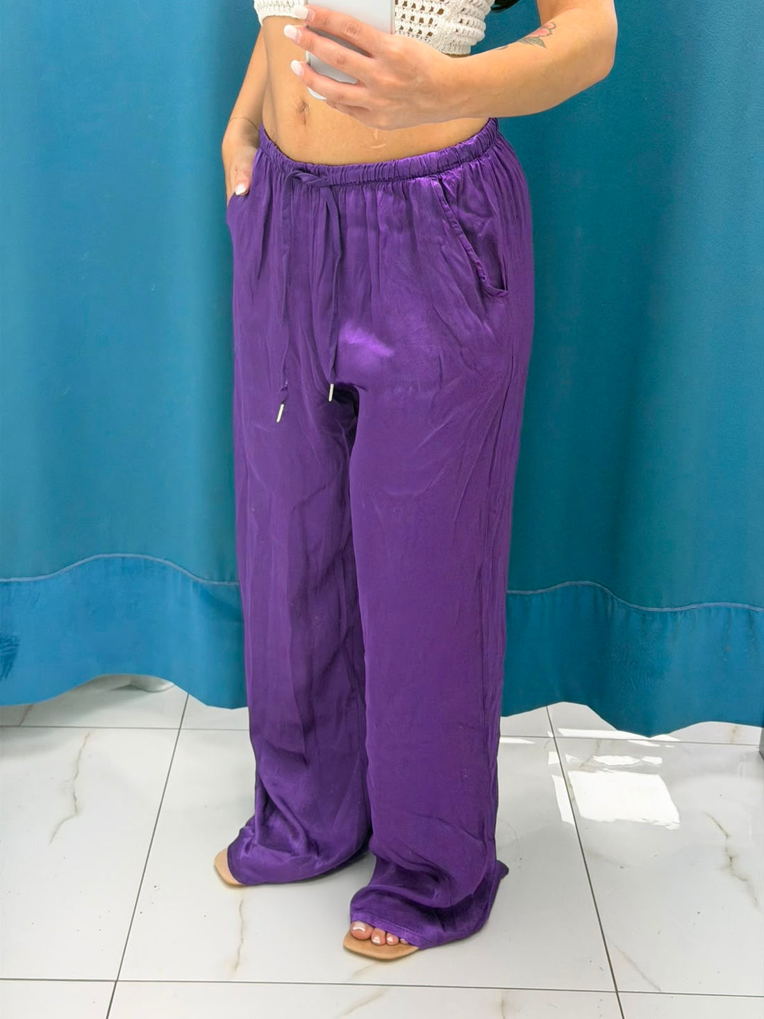 Pantalone palazzo satin 24205
