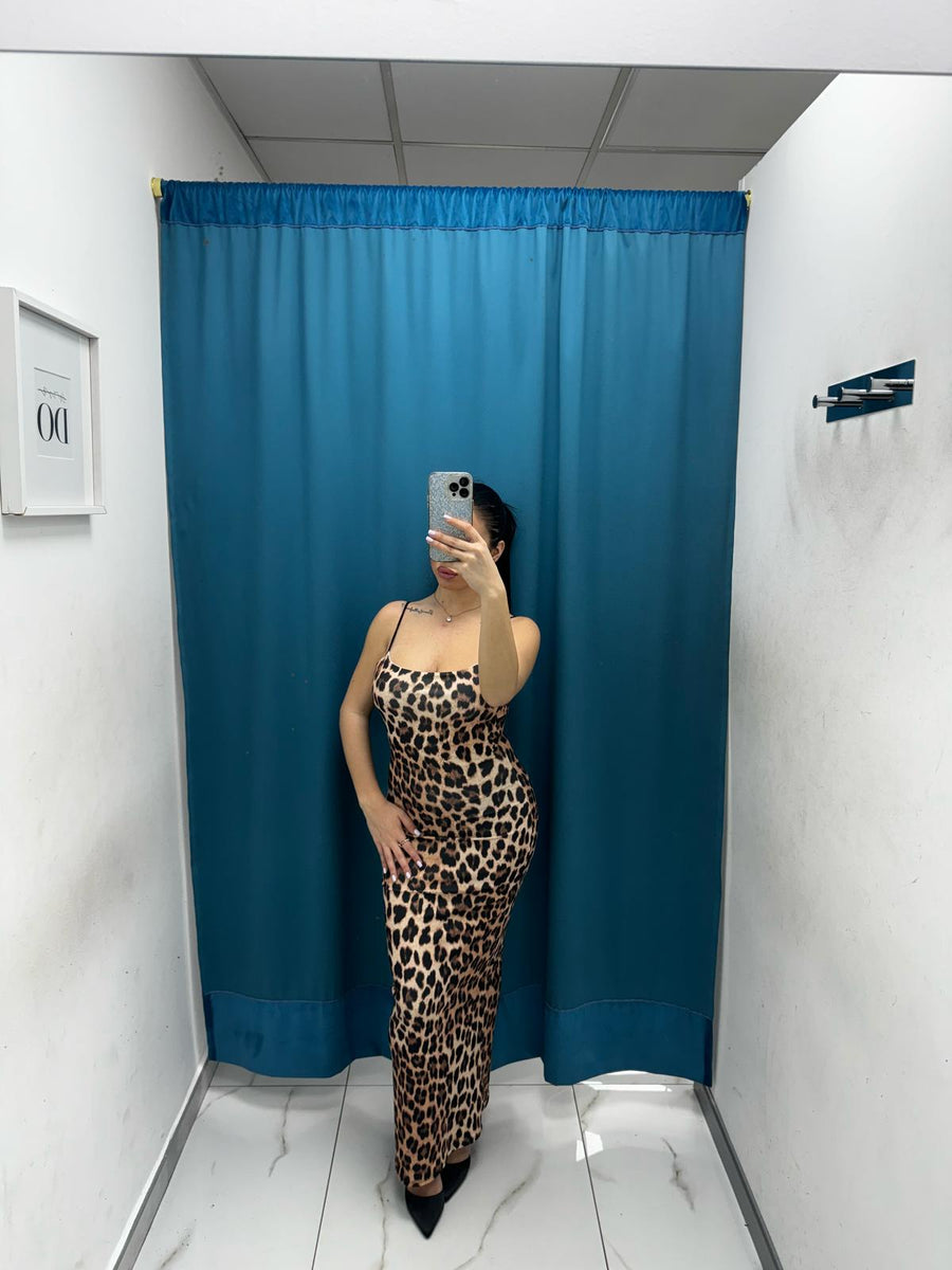 Vestito lungo leopardato 10441