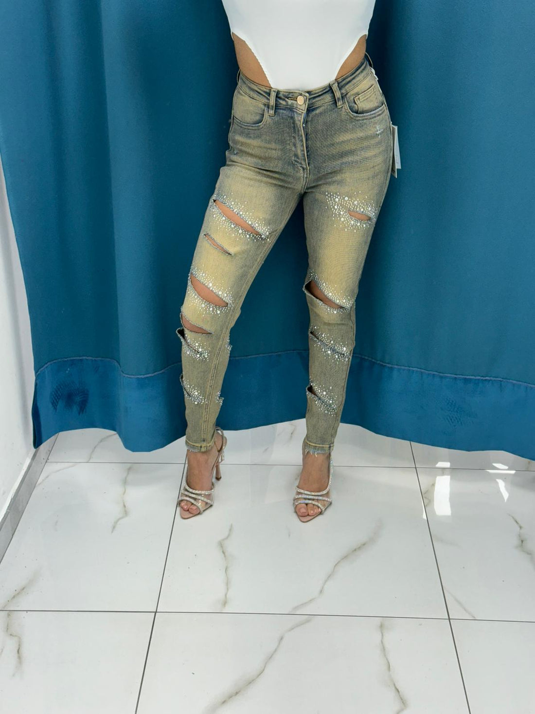 Jeans skinny strappi 3613