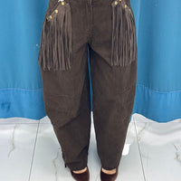 Pantalone cargo Western con frange 0182