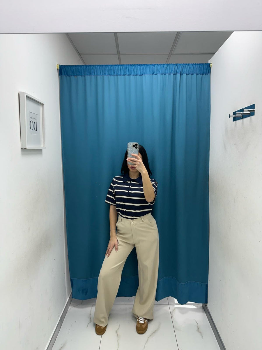 Pantalone wide leg beige 11938