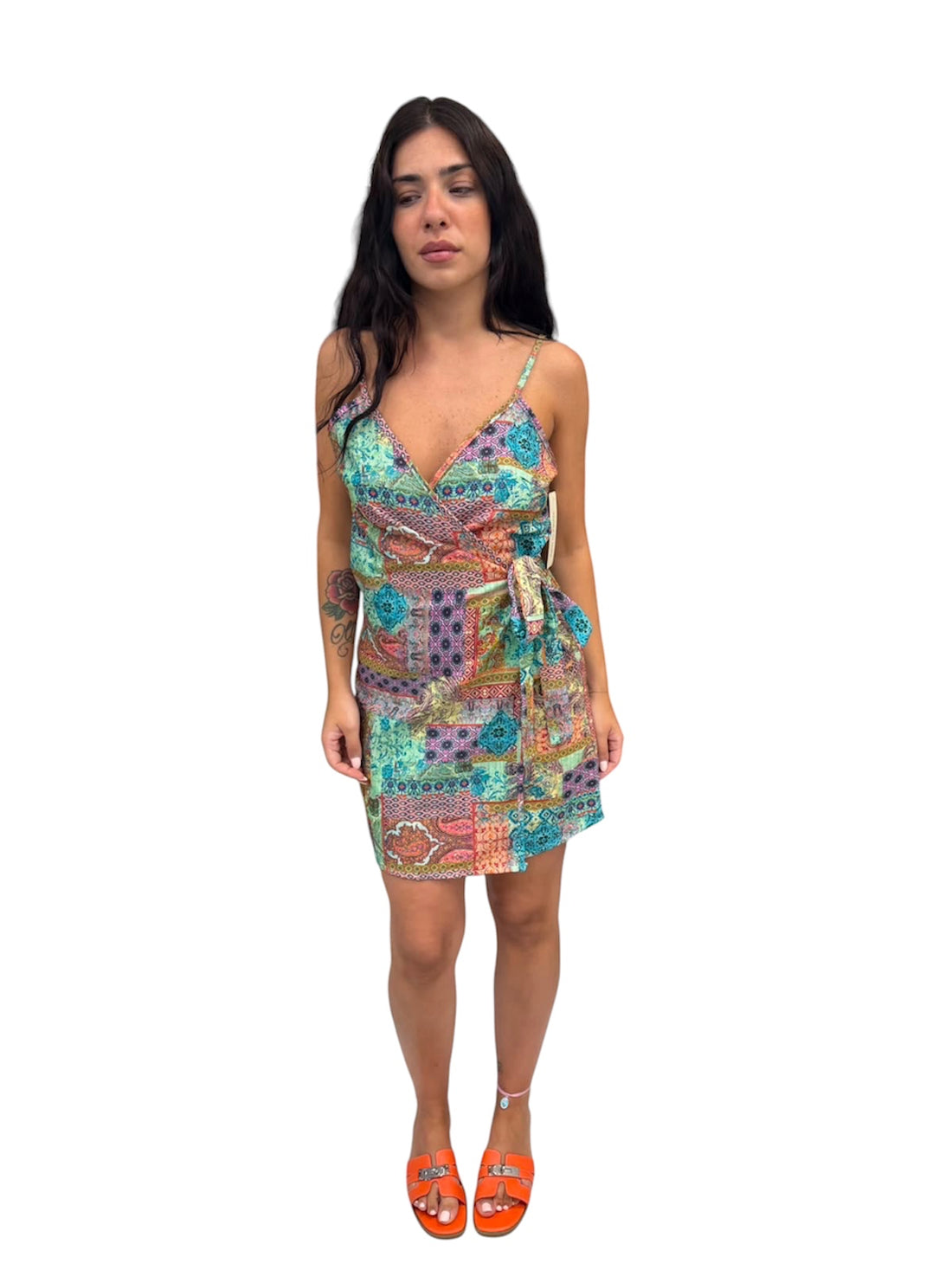 Vestito portafoglio con stampa